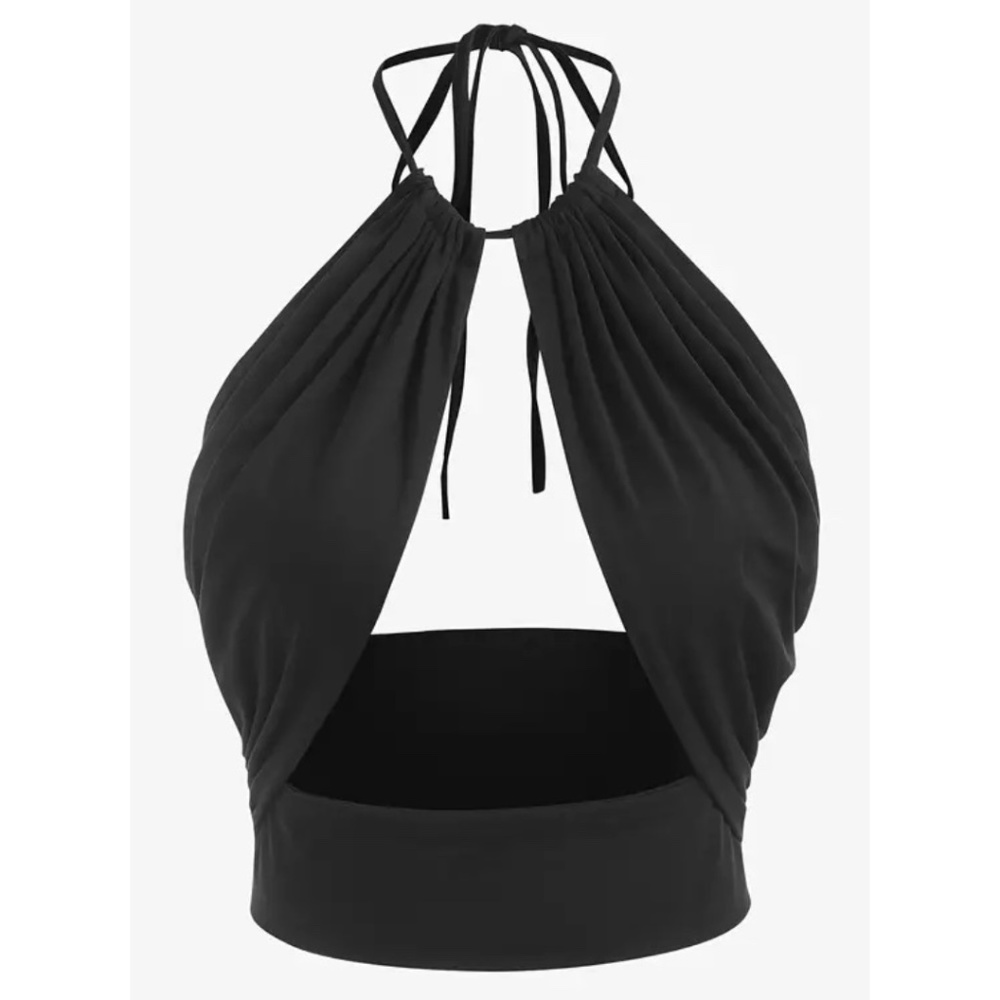 BNWT Isabelle LaRue Black Cutout Halter Crop Top